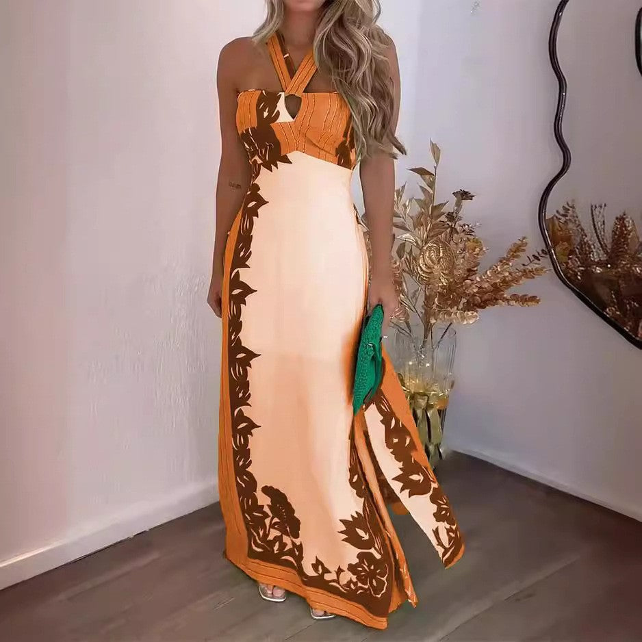 Strapless Sexy Maxi Printed Beach Dress for Women