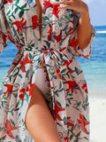 Beach style women's printed chiffon beach cover shirt sun protection clothes cardigan