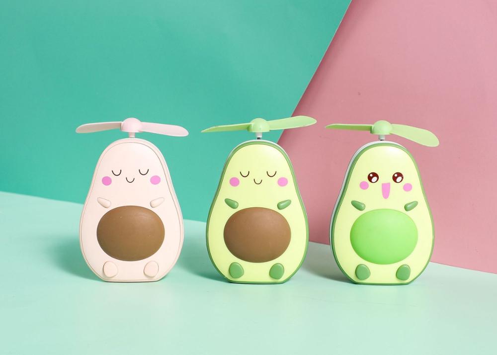 2020 New avocado small usb rechargeable lamp portable lovely night light makeup mirror mini fan lamp