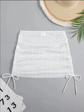 Bikini beach skirt mesh drawstring swimsuit