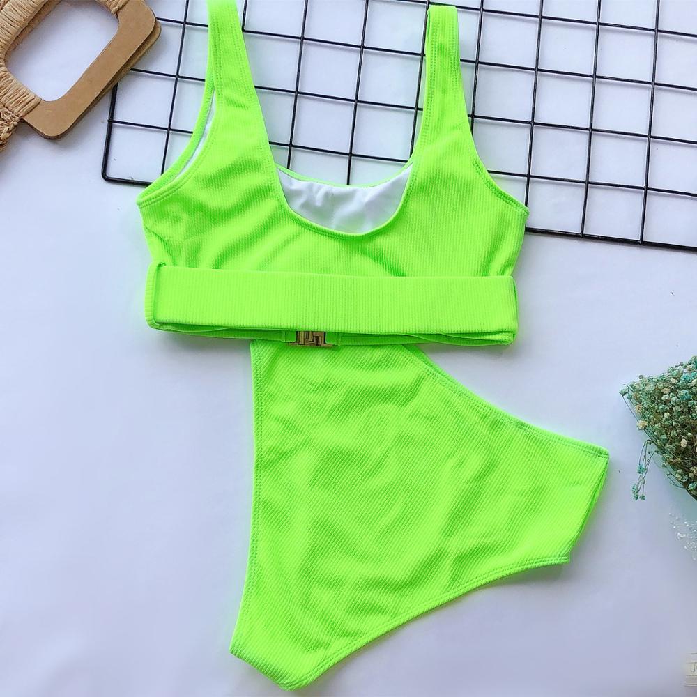 New Sexy High Waist Bikini Swimsuit Women Swimwear Bandeau Push Up Bikini Set Buckle Bathing Suit Beach Wear Swimming Suit