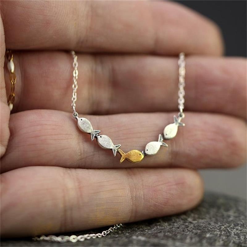 Fashion Silver Color Women Necklaces Creative Swimming Fish Necklace Gift For Her Temperament Jewelry