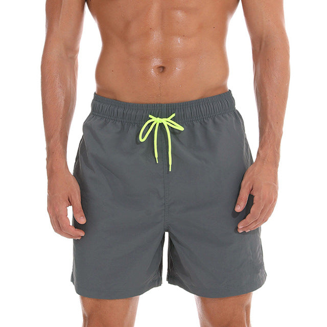 rand Board Shorts Men Breathable Sport Swimming Shorts Solid Color Elastic Waist Beach Shorts