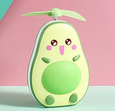 2020 New avocado small usb rechargeable lamp portable lovely night light makeup mirror mini fan lamp