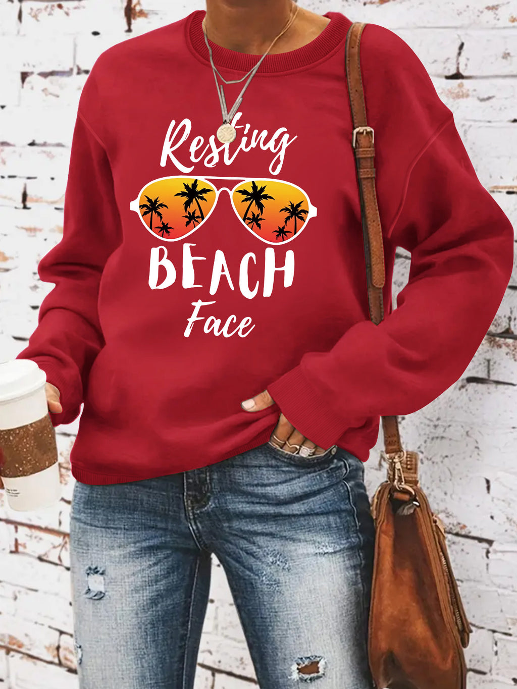 Resting BEACH Face Hoodie for Women