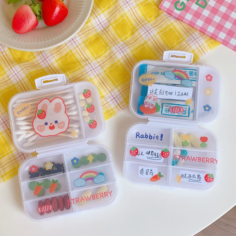 Portable Home Separated Pill Box Travel Mini Box Storage Box Transparent Pill Box Cute Storage Bo