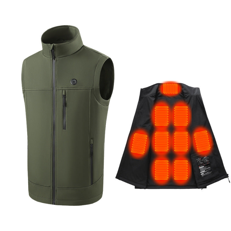 Men Women 9 Areas Heated Vest USB Charging Heated Jacket Washed Keep Warm Hiking Vest Winter Fishing Skiing Vest Heated Coats