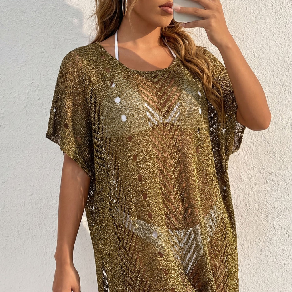 beach cover up dress women's sexy shiny thread beach bikini cover-up
