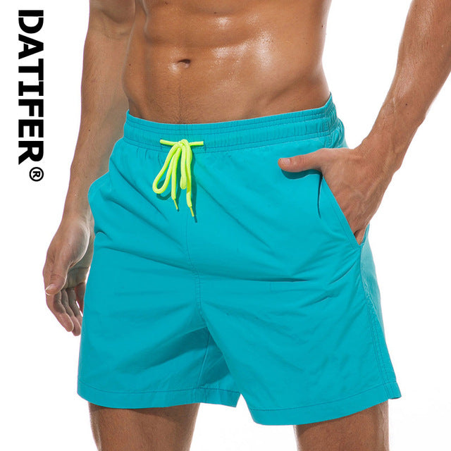 rand Board Shorts Men Breathable Sport Swimming Shorts Solid Color Elastic Waist Beach Shorts