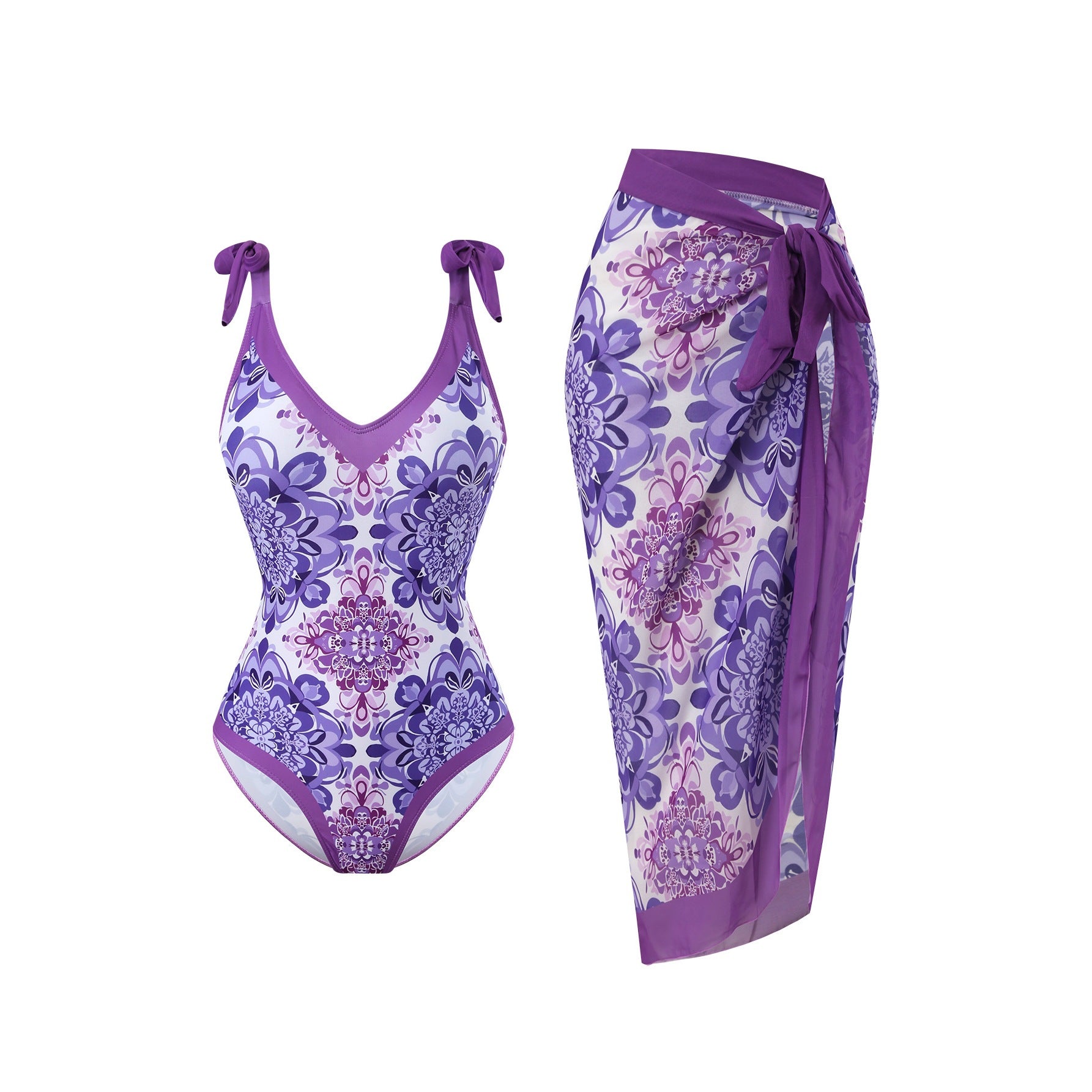 V-neck two-piece swimming set