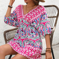 Women's Bohemian style dress with half sleeves on the beach